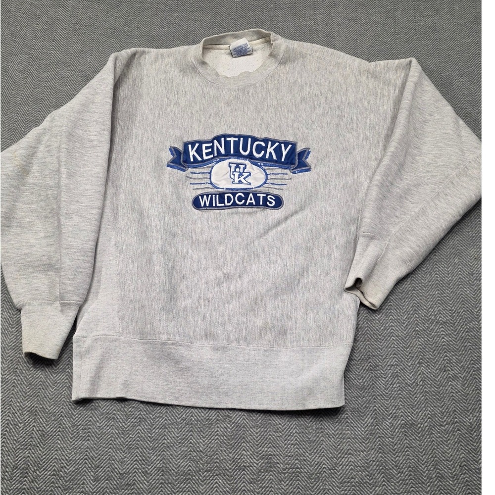 Vintage Kentucky Wildcats Sweatshirt Midwest‎ Embroidery Gray Crewneck Mens L